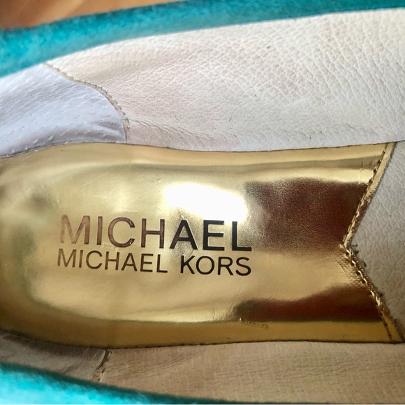 Michael Kors teal suede ballet flats with bow - Picture 2 of 9